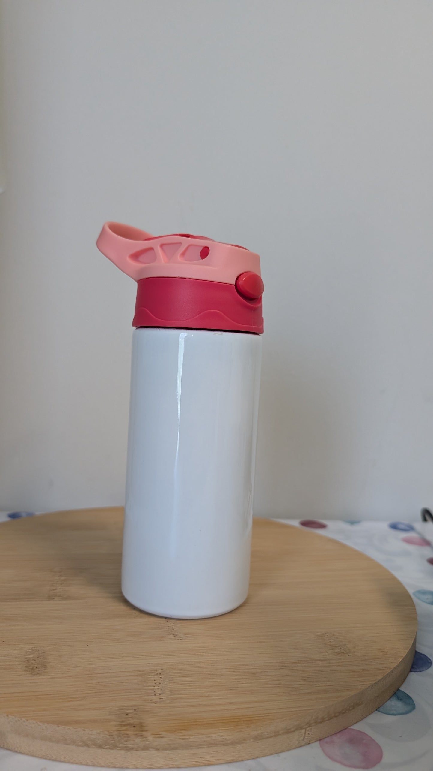 Kinderflasche rosa,rot mit integriertem Strohhalm 340 ml für Motivauswahl