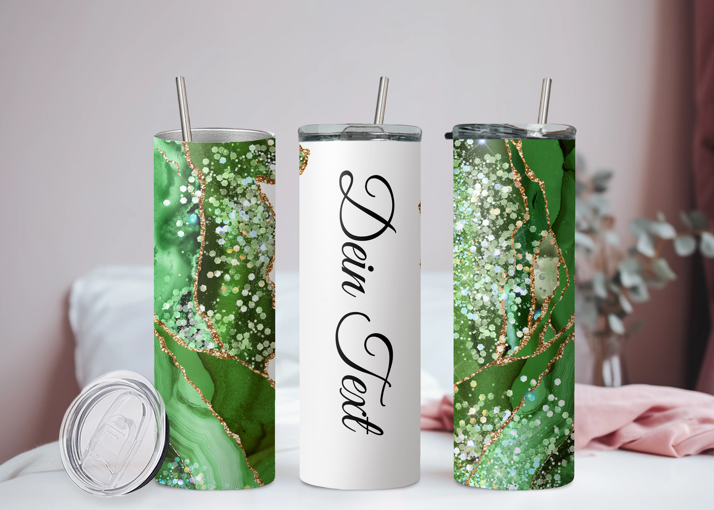 Eigener Text Becher Grüner Mamor