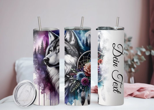 Eigener Text Becher Wolf