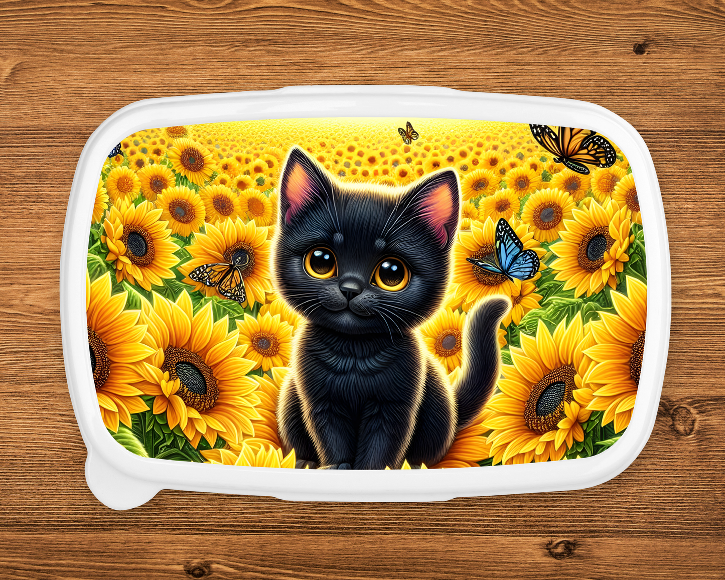 Lunchbox Katze in Sonnenblumen