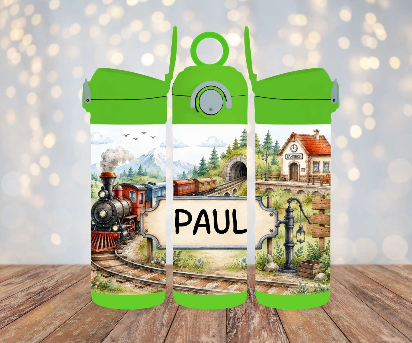 Kinderflasche Eisenbahn Personalisiert