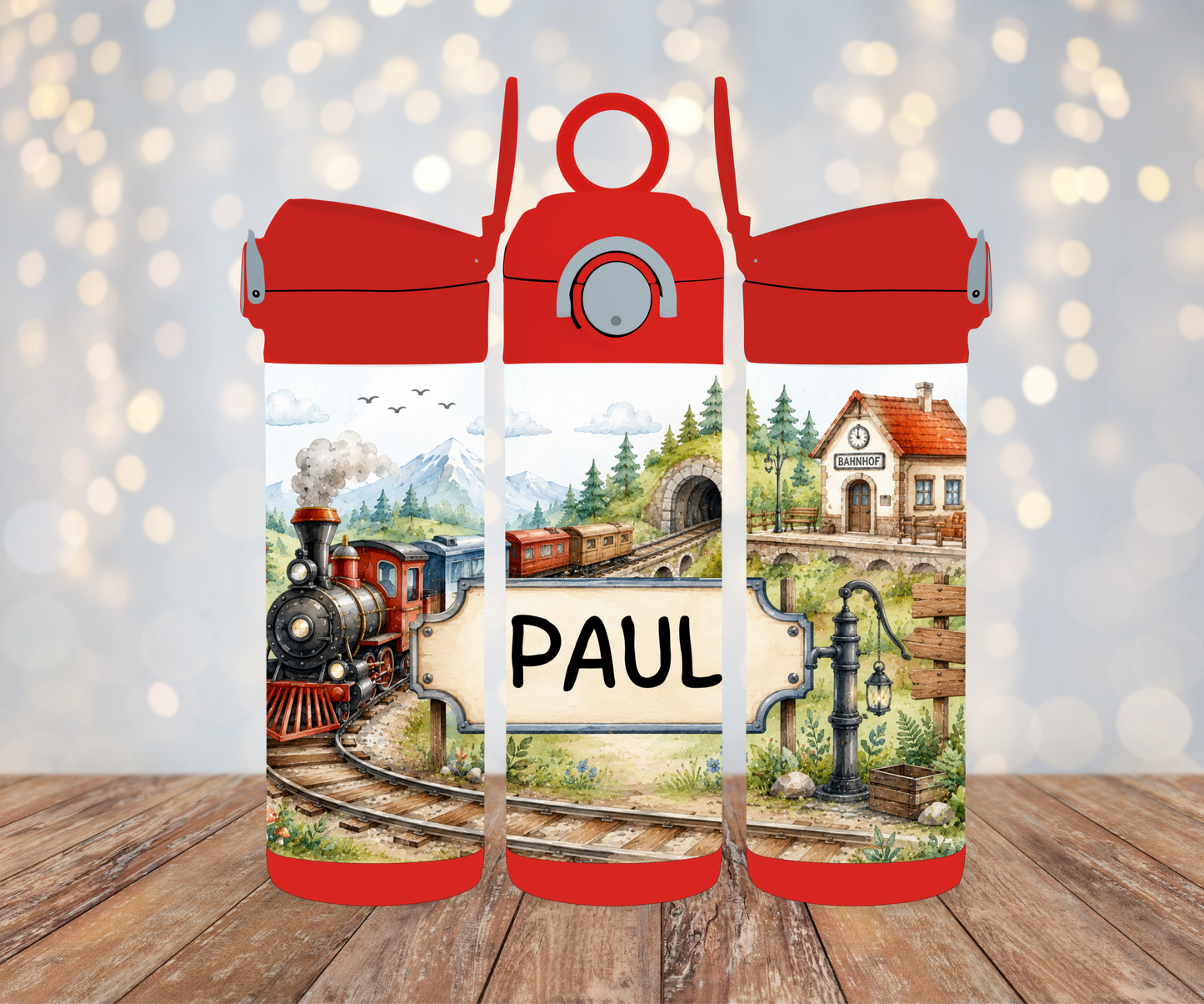 Kinderflasche Eisenbahn Personalisiert
