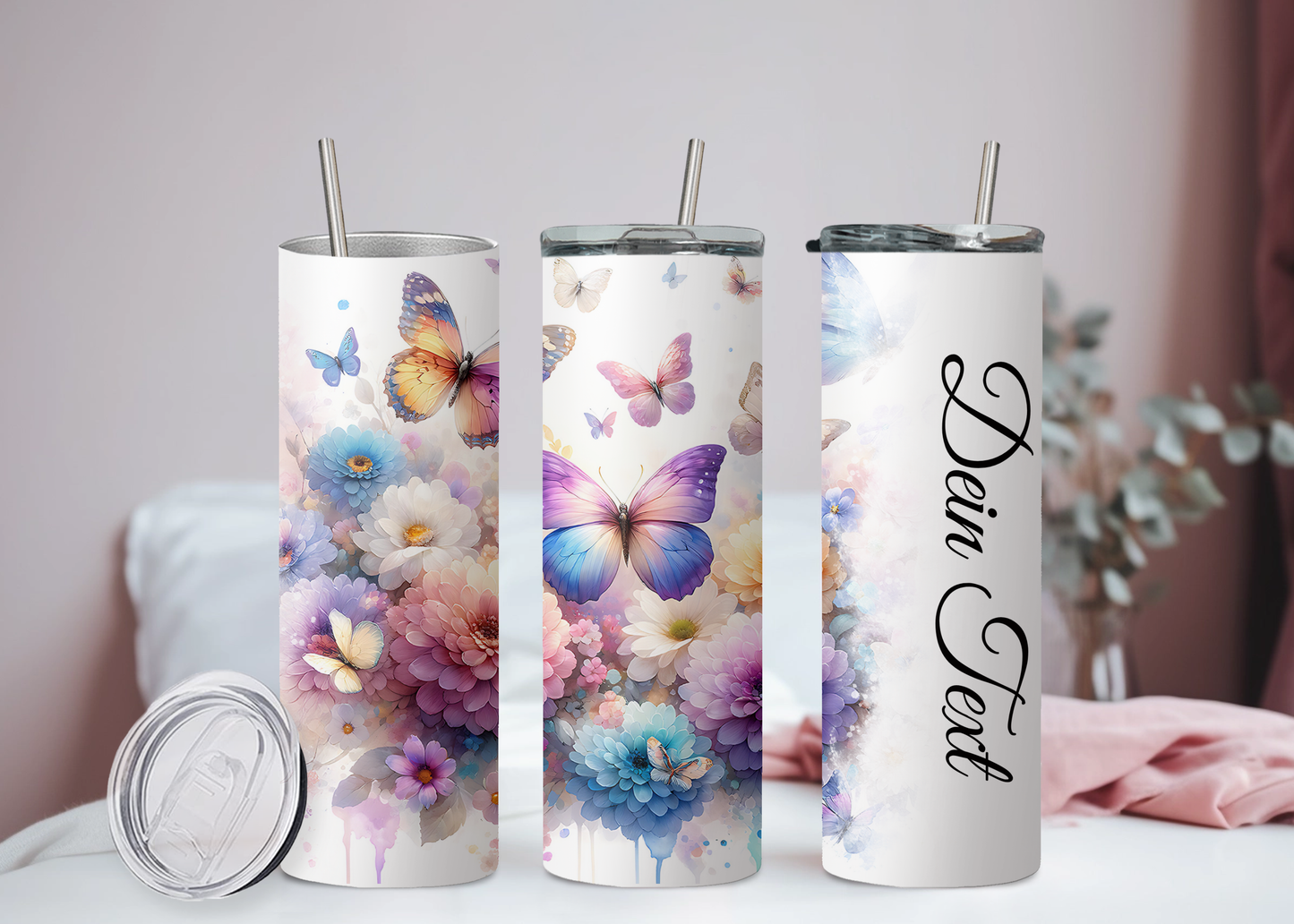 Eigener Text Becher Schmetterlinge