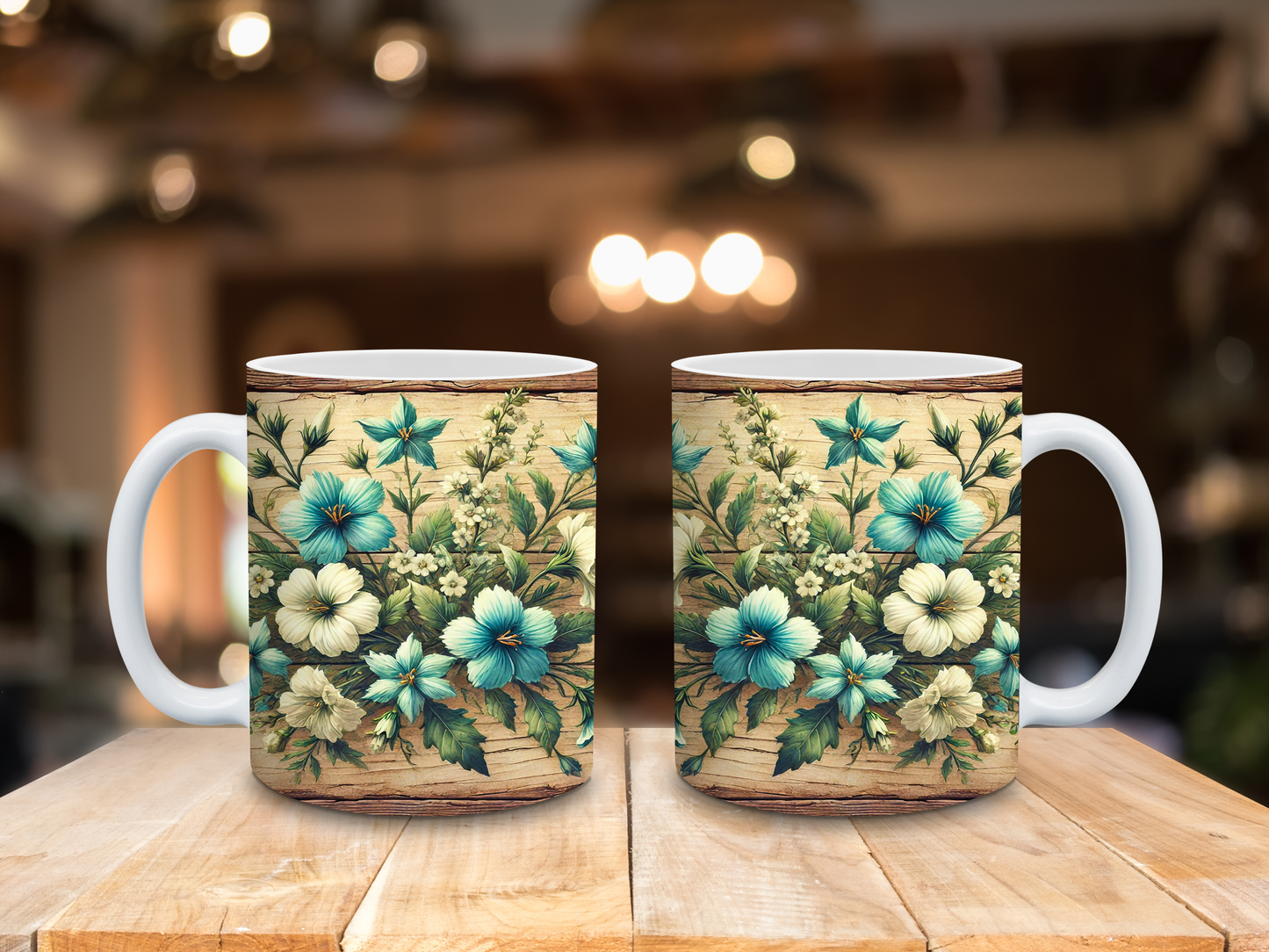 Tasse Blumen Holz 330ml