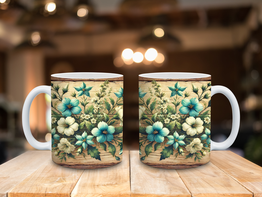 Tasse Blumen Holz 330ml