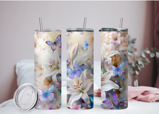 Blumen mit Schmetterling Becher