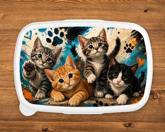 Lunchbox Katzen Blau