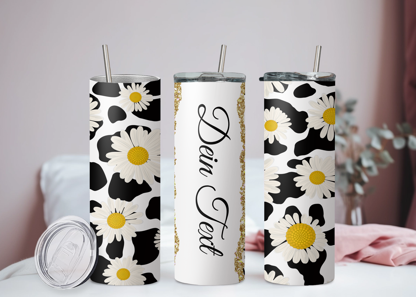 Eigener Text Becher Gänseblümchen 1