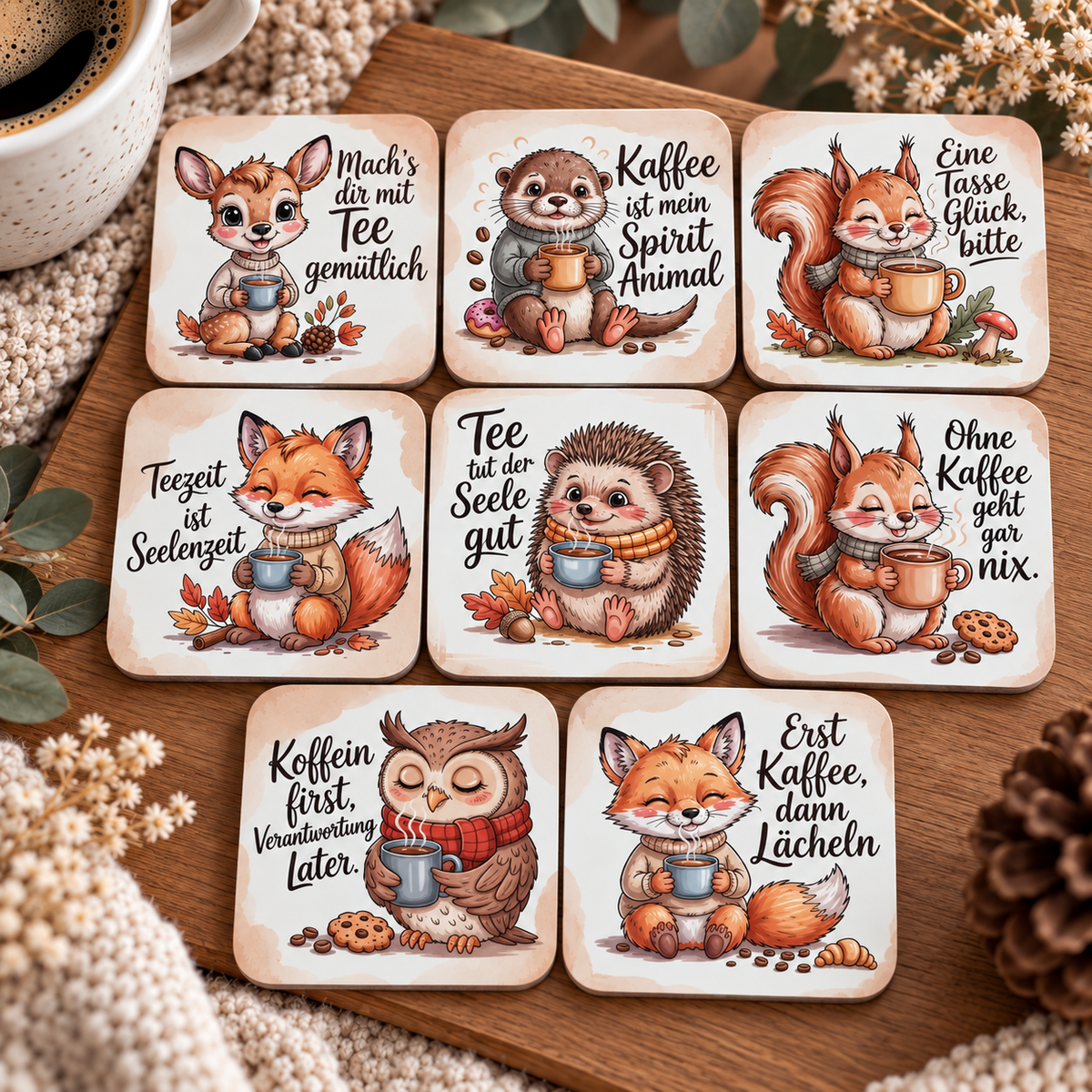 Untersetzer Herbst 8er Set