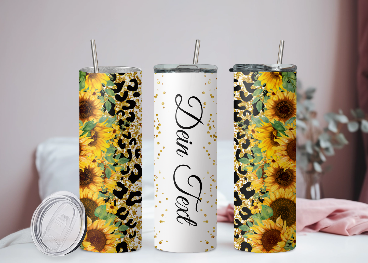 Eigener Text Becher Sonnenblumen