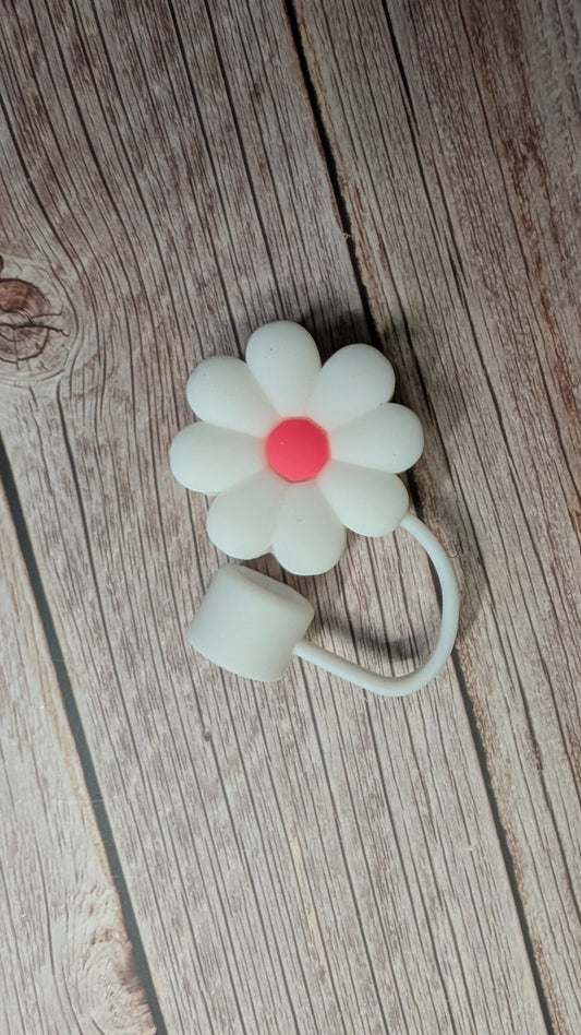 Strohhalmtopper Blume Weiß