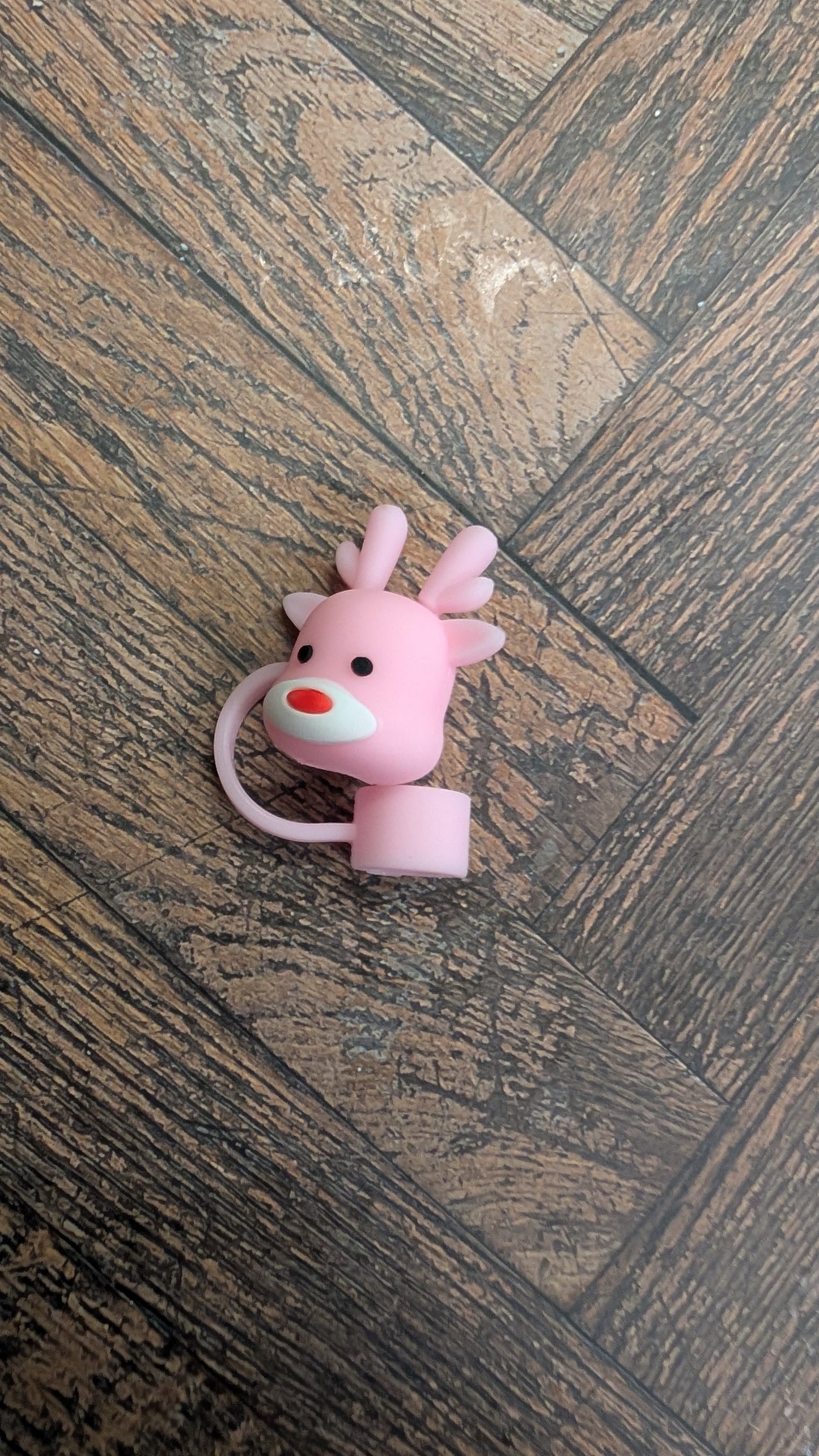 Strohhalmtopper Rentier Rosa