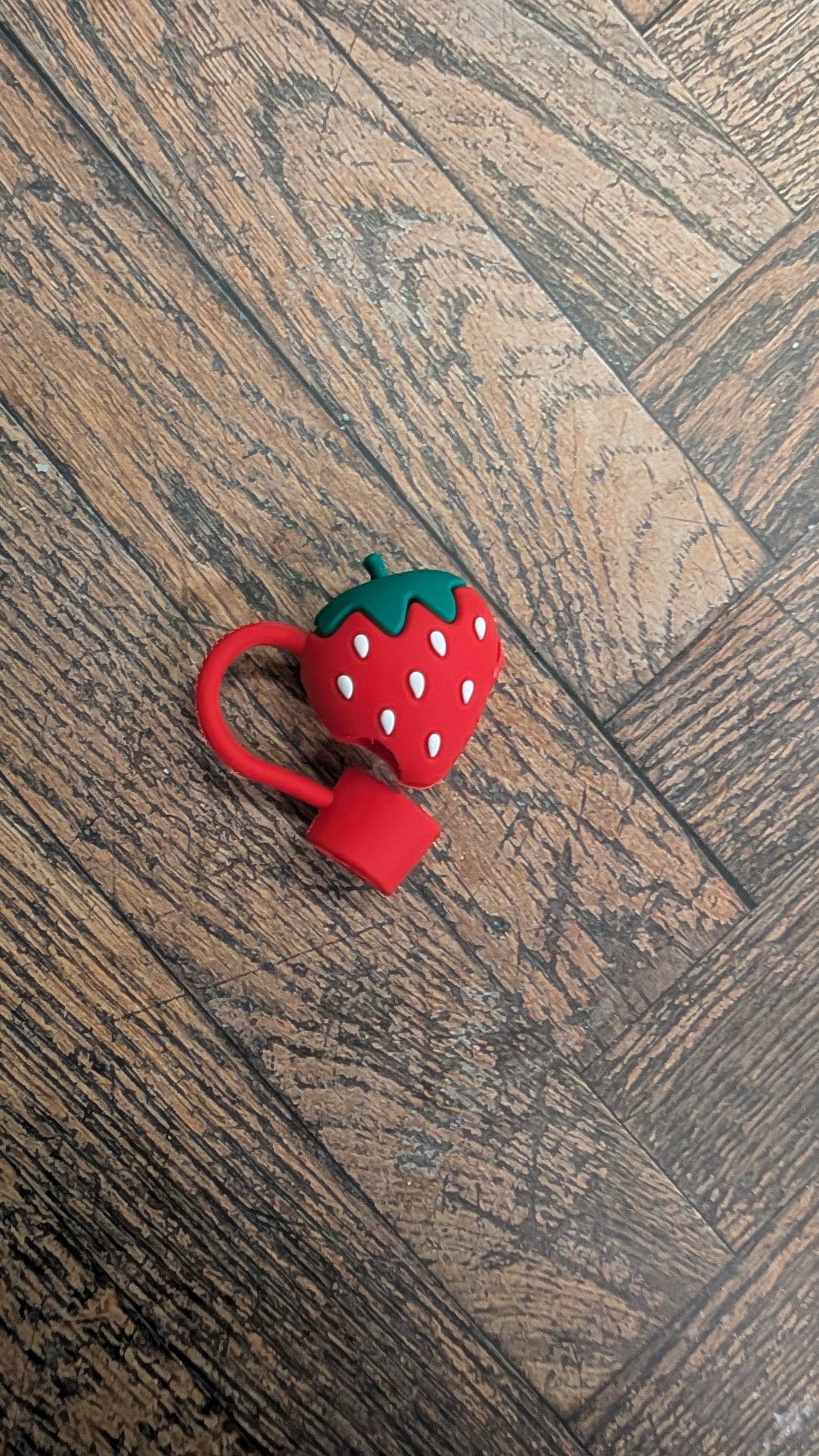 Strohhalmtopper Erdbeere Rot