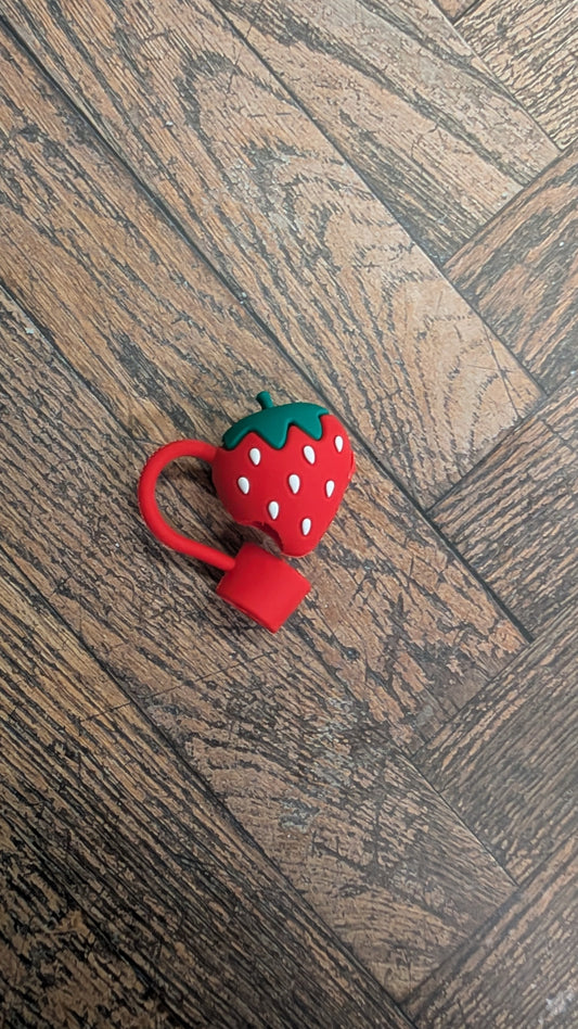 Strohhalmtopper Erdbeere Rot