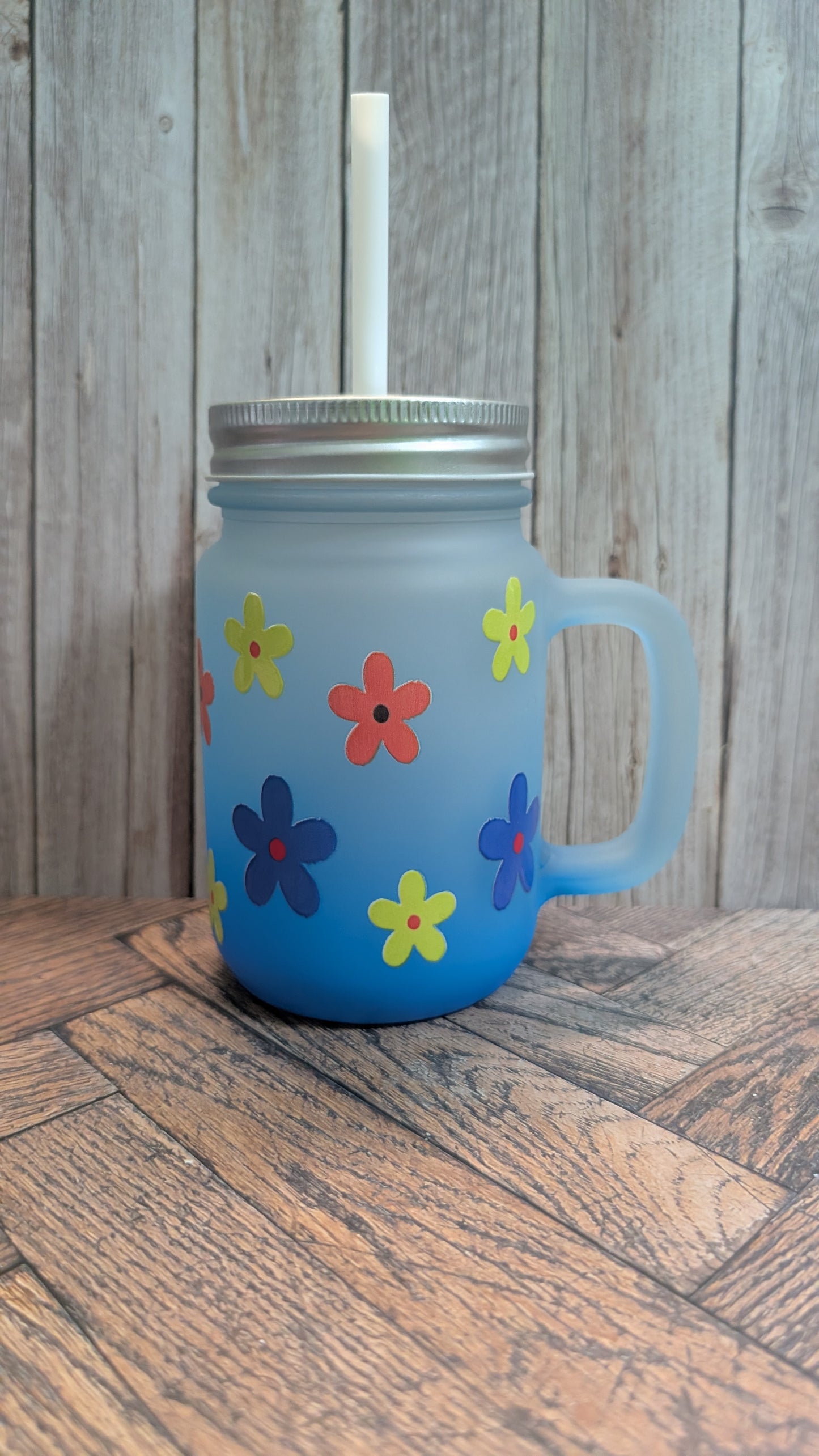 Mason Jar Glas Blau