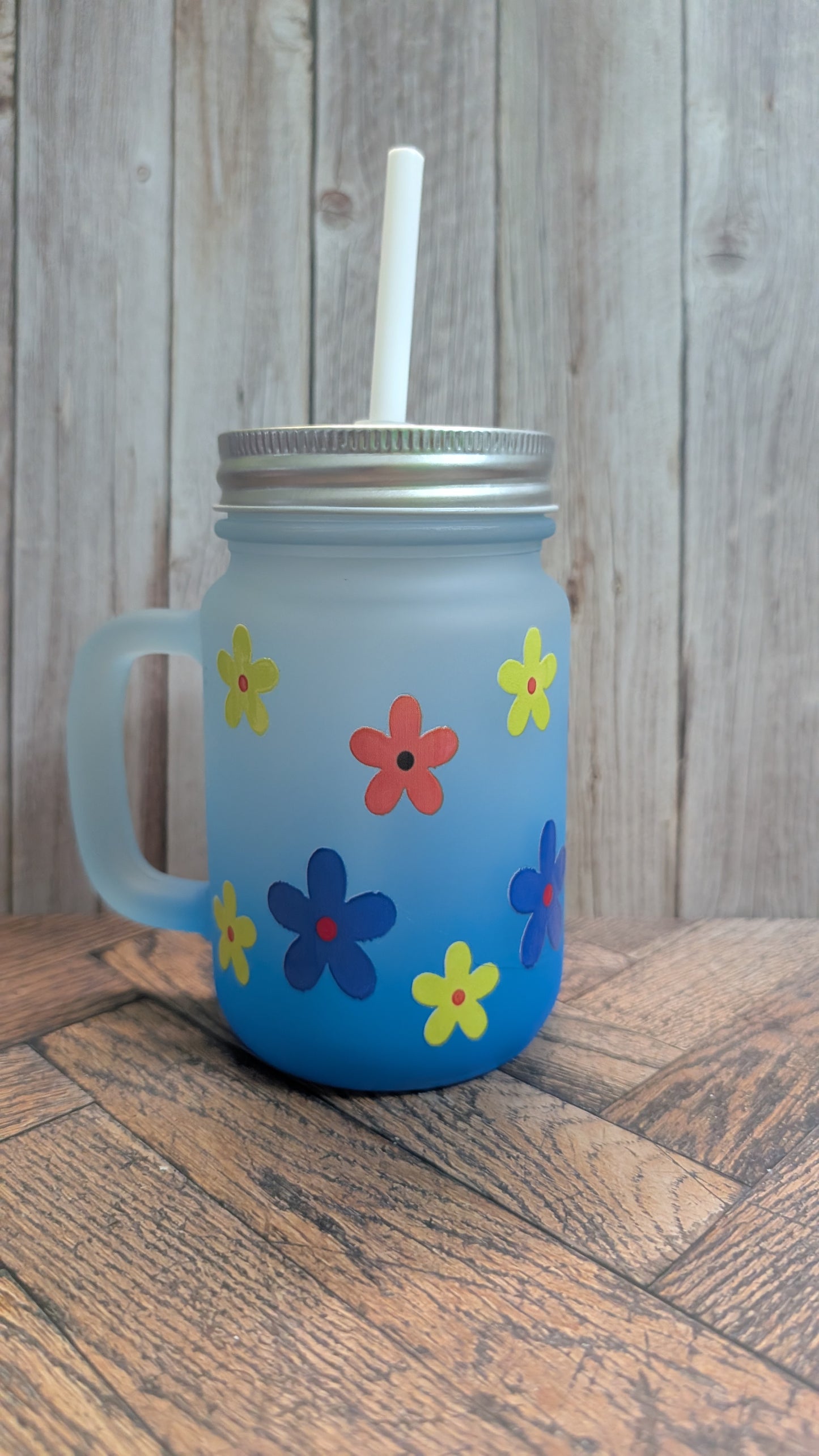 Mason Jar Glas Blau