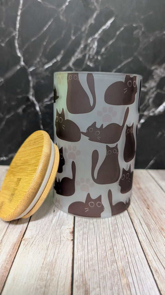 B-Ware - Frosted Glas mit kleinen Farb-/Druckfehlern Katze