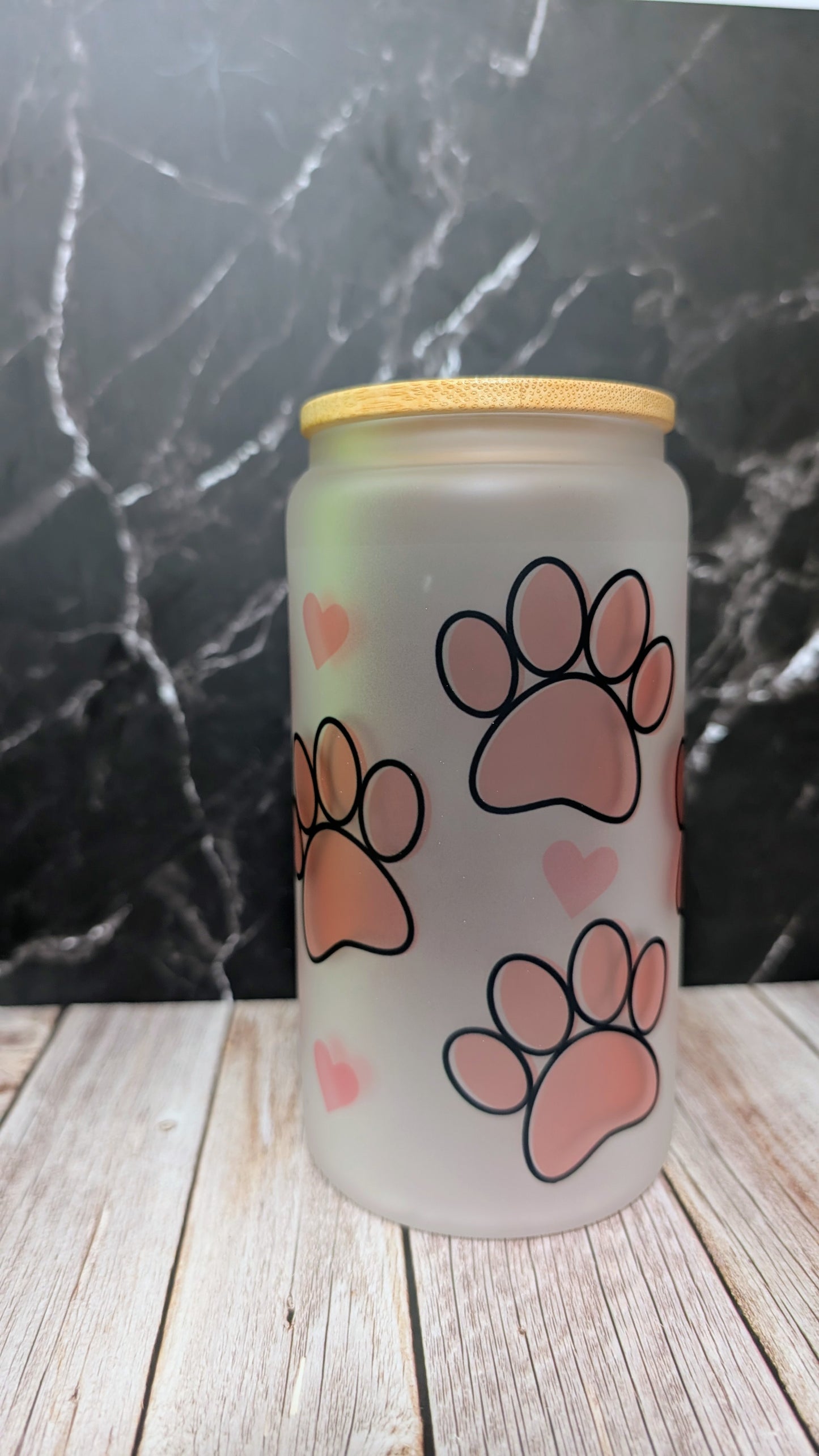 Trinkglas Frosted Pfoten B-Ware