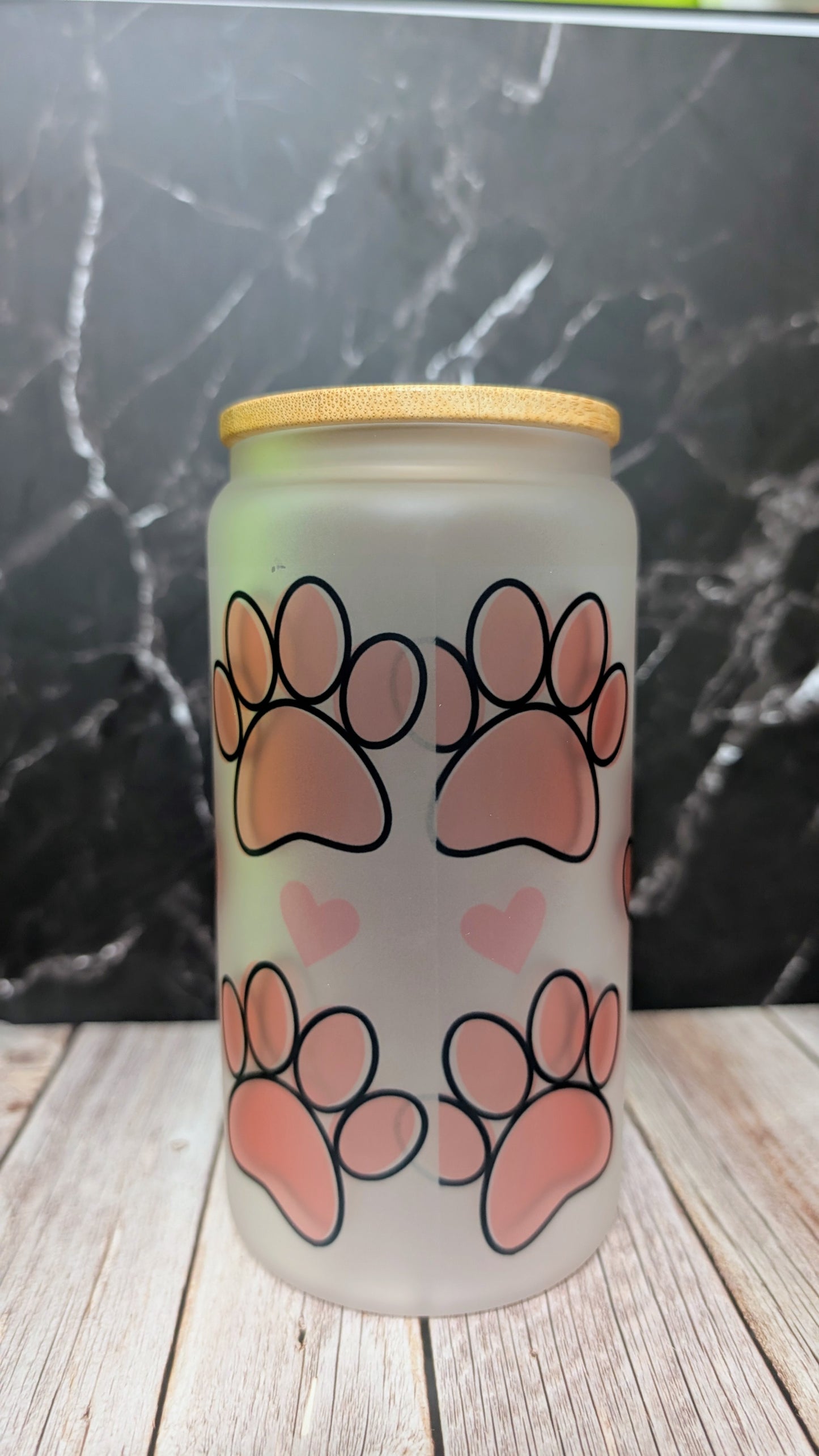 Trinkglas Frosted Pfoten B-Ware